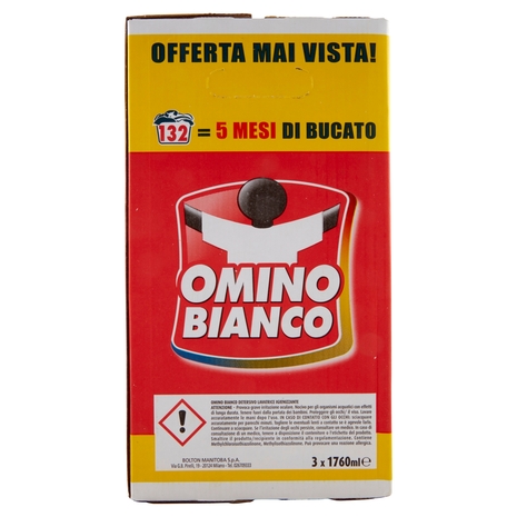 Omino Bianco Detersivo Lavatrice Liquido Igienizzante 3 x 44 Lavaggi 3 x 1760 ml